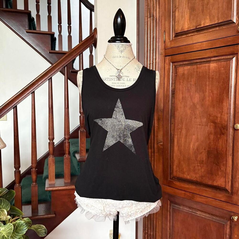 Express Star Black and Grey Tank Top Blouse